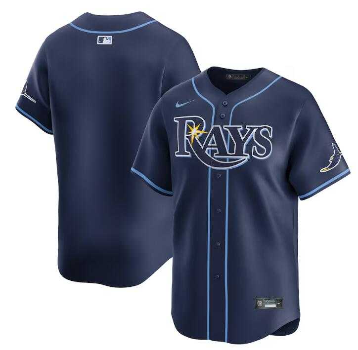 Men%27s Tampa Bay Rays Blank Navy Away Limited Stitched Baseball Jersey Dzhi